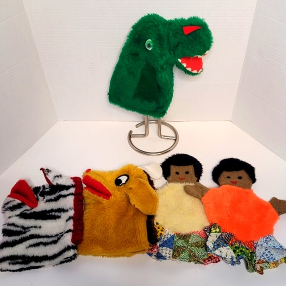 Vintage Rare Handpuppets Lot of 5 includes Girls Zebra Giraffe Dragon - Picture 6 of 8